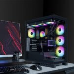 SAMA V50 Mid Tower Gaming PC Case with Dual Tempered Glass, 4×ARGB PWM Fans, High Airflow Chassis with 360mm Radiator Support, USB-C Port, Easy Cable Management – Black - Image 2