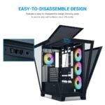 SAMA V50 Mid Tower Gaming PC Case with Dual Tempered Glass, 4×ARGB PWM Fans, High Airflow Chassis with 360mm Radiator Support, USB-C Port, Easy Cable Management – Black - Image 4