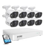 ZOSI 3K Lite Security Camera System with AI Human Vehicle Detection, 8Pcs 1920TVL 2MP Home CCTV Cameras Indoor Outdoor, Night Vision, One-Way Audio, H.265+ 8CH DVR with 1TB HDD for 24/7 Recording