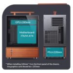 JONSBO T7 Black Micro ATX PC Case, Aluminum Chassis, with Multifunctional Handle, Solid Wood Veneer Desktop Computer Case, MB:MicroATX/ITX,GPU 280mm,PSU ATX 220mm,Place on The Left Black - Image 5