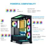 SAMA V50 Mid Tower Gaming PC Case with Dual Tempered Glass, 4×ARGB PWM Fans, High Airflow Chassis with 360mm Radiator Support, USB-C Port, Easy Cable Management – Black - Image 6