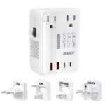 DOACE 220v to 110v converter 350W voltage converter us to europe for Hair Straightener/Curling Iron Converter for European Travel with 4-port USB Charging and UK/AU/US/EU Worldwide Plug Adapter, White