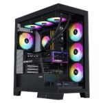 SAMA V50 Mid Tower Gaming PC Case with Dual Tempered Glass, 4×ARGB PWM Fans, High Airflow Chassis with 360mm Radiator Support, USB-C Port, Easy Cable Management – Black