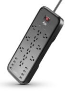 KMC 12-Outlet Surge Protector Power Strip with 8 USB Charging Ports (5V/10A), 2500J,6-Foot Cord
