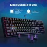 RisoPhy Mechanical Gaming Keyboard, Blue Switch USB Wired Keyboard, 20 RGB Light up Backlit Modes, 104 Key Full Size Clicky Keyboards, Anti-Ghosting/Spill-Resistant Rainbow LEDKeyboards for PC(Black) - Image 5