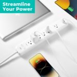 KMC 6-Outlet Surge Protector Power Strip, 1 USB-A & 1 USB-C Port, 840J Power Surge Protectors, 6ft Extension Cord, Flat Plug, White Power Strip Surge Protector, ETL/UL Certified Power Strips, White - Image 4