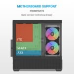 SAMA V40 Mid Tower ATX Case – 6 × 120mm ARGB PWM Fans Pre-Installed, Dual Tempered Glass Panels, Vertical Airflow, Dual-Chamber Design, USB 3.1 Type-C, 7 Slots, Supports ATX/MATX/ITX GPUs, Black - Image 4