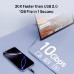 ARZOPA USB C to Type C Cable 100W PD Fast Charging & 10Gbps Data, USB 3.1 Gen 2 Type C Cable, 3.3ft Nylon Braided Right Angle for iPhone 16/15, MacBook, iPad Pro, Galaxy S24/S23, Thunderbolt 3 - Image 3