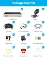 ZOSI 3K Lite Security Camera System Indoor Outdoor,AI Human/Vehicle Detection,Night Vision,Remote Access,4pcs 1080P 1920TVL Weatherproof Surveillance Cameras,H.265+ 8CH CCTV DVR(NO HDD) - Image 9