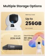 ZOSI Indoor Pan/Tilt Smart Security Camera,2K 360 Degree Baby Pet Monitor,Plug-in 2.4G/5G Dual-Band WiFi Home Cam with Phone App,Night Vision,Person Detection,2 Way Audio,Cloud & Memory Card Storage - Image 7