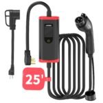 Unitek Level 2 EV Charger Electric Vehicle Charging Station 25FT Charging Cord Portable EV Charger 40A 110V-240V for J1772 Evs NEMA 4-15 NEMA 6-20 Plug Current Adjustable Reservation Charging UL