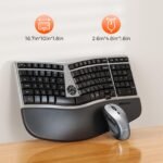 MEETION Ergonomic Keyboard and Mouse Wireless Combo, 2.4G Curved Compact Keyboard with Cushioned Palm Rest, 4 Level DPI Adjustable Wireless Mouse, for Windows/Mac/Desktop/PC/Laptop, Gray Black - Image 7