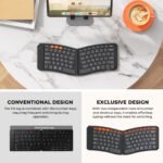 MEETION Ergonomic Foldable Bluetooth Keyboard, Split Compact Portable Keyboard for Business Travel, Ultra-Thin Folding Rechargeable Wireless Keyboards for iOS Android Windows Mac Tablet PC Smartphone - Image 7