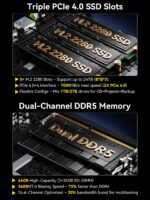 GMKtec AI Mini PC Ultra 9 285H (Turbo 5.4GHz) 96GB DDR5 2TB PCIe 4.0 SSD Mini Gaming Computer 3X M.2 Expansion Slots, Oculink, Quad Screen 8K Display EVO-T1 - Image 6