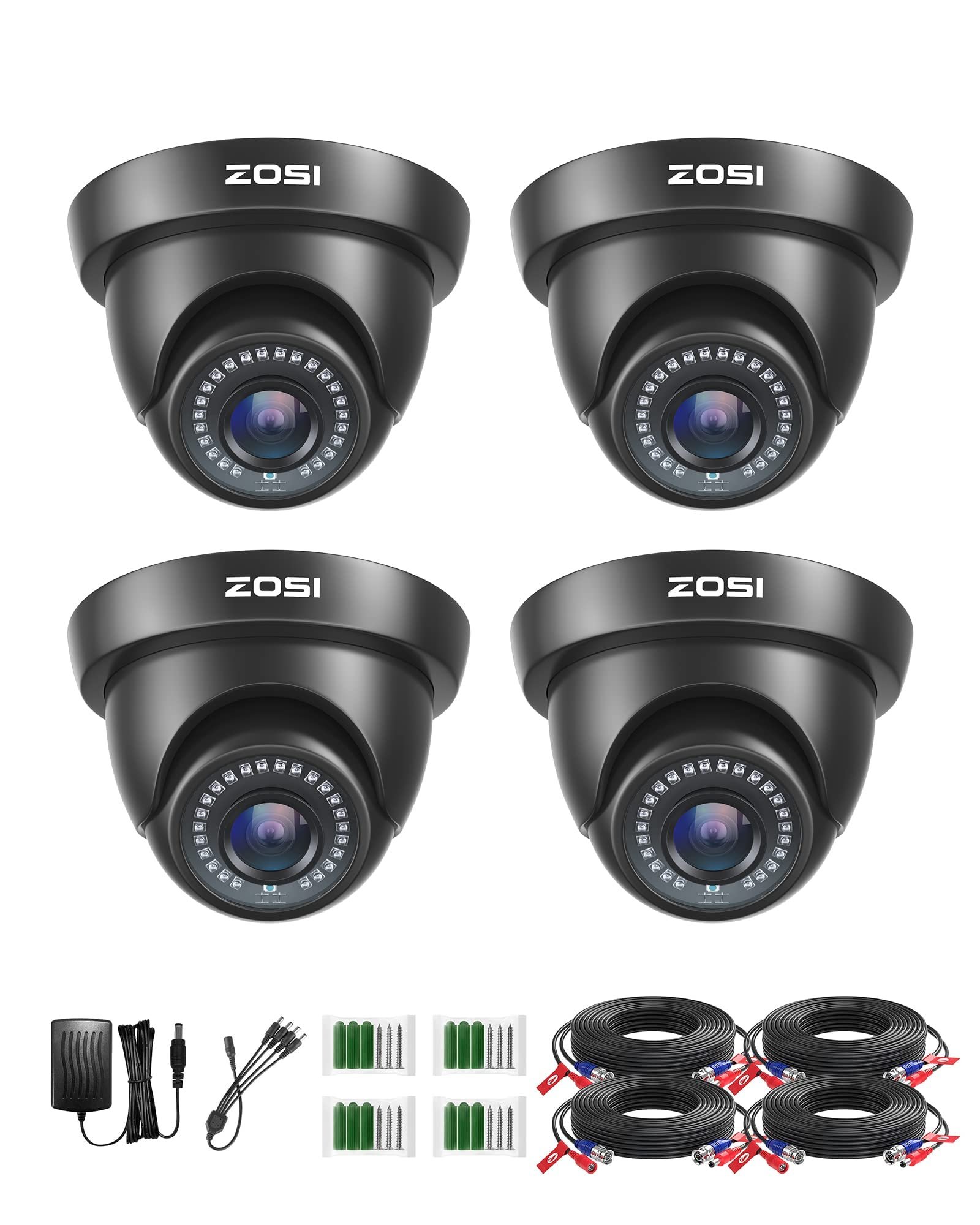 713g5CosI3L.jpg ZOSI 4 Pack 1080P 1920TVL HD-TVI Dome Security Cameras,Night Vision,2MP Indoor Outdoor Home Surveillance CCTV Camera for 1080P/5MP/4K TVI Analog DVR - Image 1