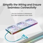 JONSBO ZA-360W PC Case Fan,All(3)-in-One,Single Frame Unit 120mm ARGB,PWM, Silent Computer Fan with 4-Sides Infinity Mirror 2400RPM,28mm Thick Multiple Led Beads, Installation Ref to Tips - Image 6