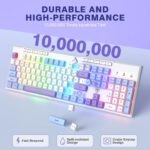 RisoPhy Wireless Gaming Keyboard, Tri-Mode BT5.0/2.4GHz/USB-C, RGB Light up Backlit Keyboards, Customizable Macro Keys, 26 Anti-ghosting Keys, 4000mAh Battery, Creamy Computer Keyboards - Image 6