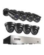 ZOSI 3K Lite 8CH Home Security Camera System Outdoor,8Channel CCTV DVR,8pcs 1080p Weatherproof Surveillance Bullet Dome Cameras,Night Vision,AI Human/Vehicle Detection,Remote Access(No Hard Drive)