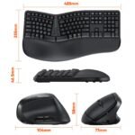 MEETION Ergonomic Wireless Keyboard and Mouse, Ergo Keyboard with Vertical Mouse, Split Curved Keyboard with Wrist Rest, Natural Typing Rechargeable Full Size, Windows/Mac/Computer/Laptop, Large Size - Image 5