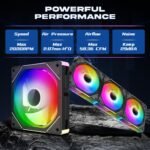 Jungle Leopard Interstellar V1 120mm PC Reverse Blade Case Fan, Infinity Mirror Module Daisy-Chain 5V ARGB PWM PC Fan Triple Pack Suitable for Computer Case & CPU Cooling(Black-3 Pack) - Image 3