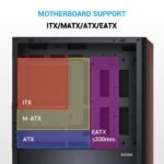 SAMA Z60 Genuine Walnut Wood PC Case, ATX Mid Tower PC Case, Pre-Installed 4X 140mm ARGB PWM Fans, Supports 360mm Radiator on Top, Type-C Port, Mid Tower Computer Case-Black - Image 4