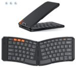 MEETION Ergonomic Foldable Bluetooth Keyboard, Split Compact Portable Keyboard for Business Travel, Ultra-Thin Folding Rechargeable Wireless Keyboards for iOS Android Windows Mac Tablet PC Smartphone