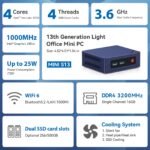 Beelink Mini S13 Mini PC,13th Intel Twin Lake-N150 (up to 3.6GHz, Upgraded N100), 16GB DDR4 500GB M.2 SSD, Mini Desktop Computer Support 4K Dual Display/USB 3.2/WiFi 6/BT 5.2 for HTPC/Office/Business - Image 3