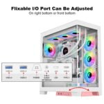 SAMA NEVIEW 4503 Mid Tower PC Case with Dual Tempered Glass Panels, 4×120mm ARGB Fans Pre-Installed, High Airflow ATX PC Case for Case PC Gaming, USB 3.0×2, Type-C Port, Supports Top 360mm AIO – White - Image 3