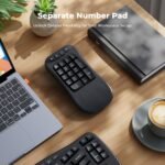 MEETION Ergonomic Wireless Keyboard with Separate Numeric Keypad, Wave Flexible 2-in-1 Setup for Multi-Device, 2.4G/Bluetooth Split Design with Wrist Rest for Accountants/Data Entry/Left-Handed User - Image 6