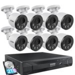 ZOSI 5MP 8CH PoE Security Camera System with Audio,H.265+ 5MP 8 Channel NVR with 2TB HDD,8pcs Weatherproof PoE IP Cameras Outdoor Indoor,Human Detection,100ft Night Vision,for Home 24-7 Recording