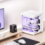 JONSBO TK-1 White Micro ATX Mini Tower Computer CASE, Hyperboloid Glass Design, Separated Cabinet Structure, Al Alloy Shell Matx Desktop PC Case, Support ATX Power supply/240 AIO, White - Image 2