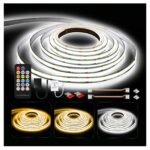DAYBETTER COB LED Strip Lights, Tunable White(2700K-6500K) COB LED Lights with 3040 LEDs, 24V Adapter, RF Remote, Dimmable High Density Uniform LED Strip for Bedroom, Kitchen, Cabinet, CRI90+, 16.4ft