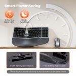 MEETION Ergonomic Keyboard and Mouse Wireless Combo, 2.4G Curved Compact Keyboard with Cushioned Palm Rest, 4 Level DPI Adjustable Wireless Mouse, for Windows/Mac/Desktop/PC/Laptop, Gray Black - Image 6