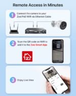 ZOSI 4MP Add-on PoE Security Camera,Indoor Outdoor,100ft Night Vision,Person Vehicle Detection,One-Way Audio,Metal Housing,Only Work with Same Brand 5MP 4K Network Video Recorder NVR Systems - Image 3