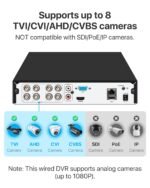 ZOSI 3K Lite 8CH CCTV DVR Recorder with AI Human/Vehicle Detection, 8 Channel 1080p H.265+ Hybrid 4-in-1 Home Surveillance Wired DVR for HD-TVI/CVI/CVBS/AHD Analog Security Camera (No Hard Drive) - Image 2
