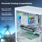 SAMA NEVIEW 4503 Mid Tower PC Case with Dual Tempered Glass Panels, 4×120mm ARGB Fans Pre-Installed, High Airflow ATX PC Case for Case PC Gaming, USB 3.0×2, Type-C Port, Supports Top 360mm AIO – White - Image 8