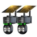 Luovisee WiFi Security Camera Wireless Outdoor 2 Packs,360° PTZ Solar Camera Outdoor Wireless for Home Security,Work with Alexa,AI Motion Detection,PIR Siren,Cloud & SD Card Storage, 2-Way Audio