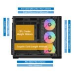 SAMA V60 Mid Tower PC Case, Curved Tempered Glass Panel, 7×120mm ARGB PWM Fans with Fan Hub, USB Type-C, High Airflow ATX PC Case for Case PC Gaming, Back-Connect Ready, 360mm AIO Support – Black - Image 6