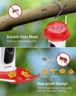ANAKK Hummingbird Feeder with Camera,1296P HD Night Vision Hummingbird Feeder with Ant Moat, Solar Bird Feeder Outdoor/IP65 Waterproof/AI Intelligent Identification of Hummingbirds 2.4G Wi-fi - Image 4