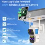 Triple-Lens Solar Security Cameras Wireless Outdoor,360°PTZ Cameras for Home Security with 10x Hybrid Zoom,5G/2.4G WiFi,No Month Fee,PIR Alarm,Full Color Night Vision, Two-Way Audio,IP65 - Image 2