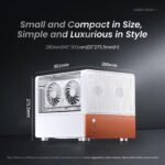 JONSBO V12 White Micro ATX Mid Tower PC Case, Hyperboloid Glass Desktop Design, Separated Cabinet Structure,Walnut Wood,MATX Desktop Computer Chassis, GPU<260mm,ATX PSU,Front 120mm*2(Built-in) White - Image 3