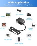 ZOSI 12V 2A 100V-240V US AC to DC Power Supply Adapter & 4-Way Power Splitter Cable for CCTV Home Security Camera Surveillance System - Image 6