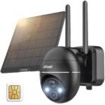 ieGeek 4G LTE Cellular Security Camera Wireless Outdoor, Solar Battery Powered Cameras for Home Surveillance, 2K Color Night Vision, 360°PTZ, 2-Way Audio, No WiFi, PIR Motion Sensor(SIM Card Included)