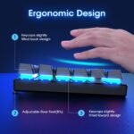 RisoPhy Mechanical Gaming Keyboard, RGB 104 Keys Ultra-Slim LED Backlit USB Wired Keyboard with Blue Switch, Durable Abs Keycaps/Anti-Ghosting/Spill-Resistant Computer Keyboard for PC Mac Xbox Gamer - Image 6