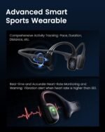 mojawa HaptiFit Terra Advanced Smart Sports Wearable, Open Ear Bluetooth Bone Conduction Headphones with Mic and 32GB MP3, Waterproof Wireless Earphones for Workouts, Swimming and Running, Blue - Image 2