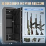 KAER Fireproof Gun Safe Biometric 20 Gun Safe for Rifles and Pistols 30 Minute Fire Protection Heavy-Duty Fingerprint Gun Cabinet for Shotguns with Digital Keypad, Large Quick Access (Grey) - Image 4