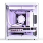 JONSBO TK-1 White Micro ATX Mini Tower Computer CASE, Hyperboloid Glass Design, Separated Cabinet Structure, Al Alloy Shell Matx Desktop PC Case, Support ATX Power supply/240 AIO, White - Image 4
