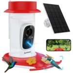ANAKK Hummingbird Feeder with Camera,1296P HD Night Vision Hummingbird Feeder with Ant Moat, Solar Bird Feeder Outdoor/IP65 Waterproof/AI Intelligent Identification of Hummingbirds 2.4G Wi-fi