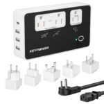 Key Power 2000W Step Down Converter, 220V to 110V Voltage Converter US to Europe, International Universal Travel Adapter with 3 AC Outlets and 4 USB(1 USB C) for Hair Dryer/Straightener.