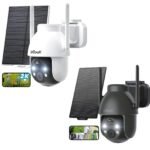 ieGeek Security Cameras Wireless Outdoor, 2K Solar WiFi Camera for Home Security System, Battery Powered Surveillance Cam with Solar Panel, 360° PTZ Color Night Vision, Motion Sensor, Works with Alexa
